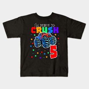 Kids I'M Ready To Crush 5 Monster Truck 5Th Birthday Gift Boys Kids T-Shirt